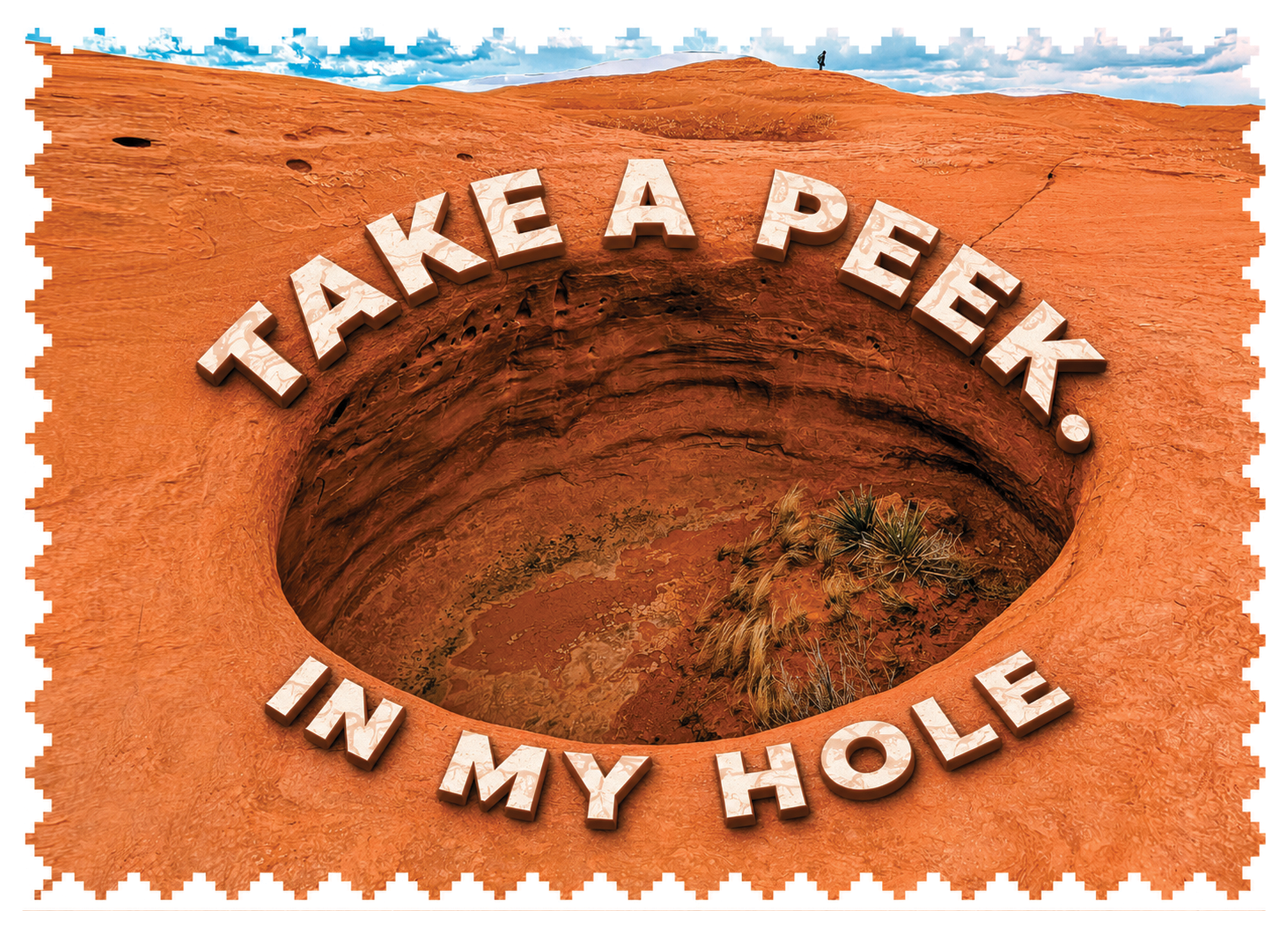 Aerial drone photograph of Hole 09, a sandstone geological formation near Moab, Utah